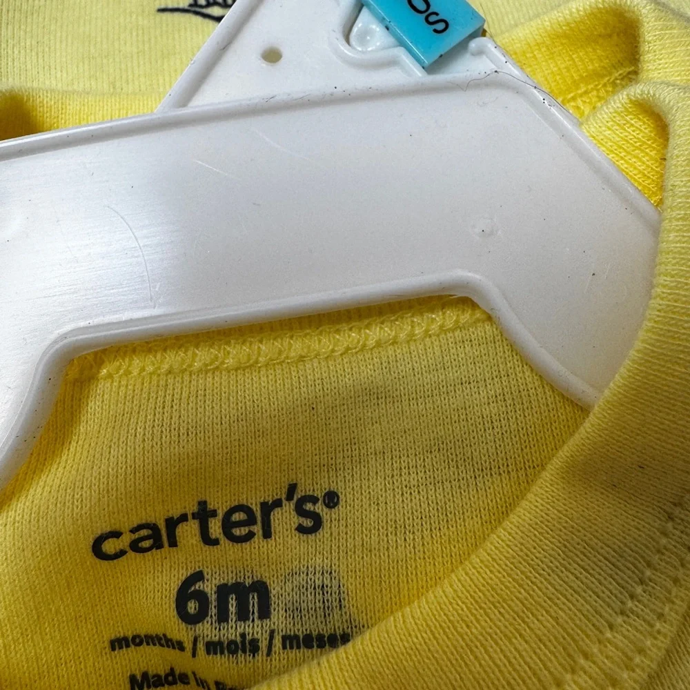 NEW NWT Carters Sz 6 mons Yellow Baby 1 pc Romper Sunglasses Print 100% cotton